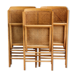 Set of 5 wooden folding chairs caned