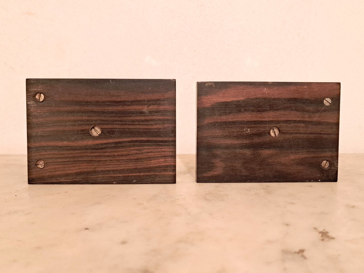 Art Deco pair of bookends in Macassar ebony.