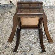 Antique Nightstand Louis XV Style Wood 2 Drawers Vintage #E294