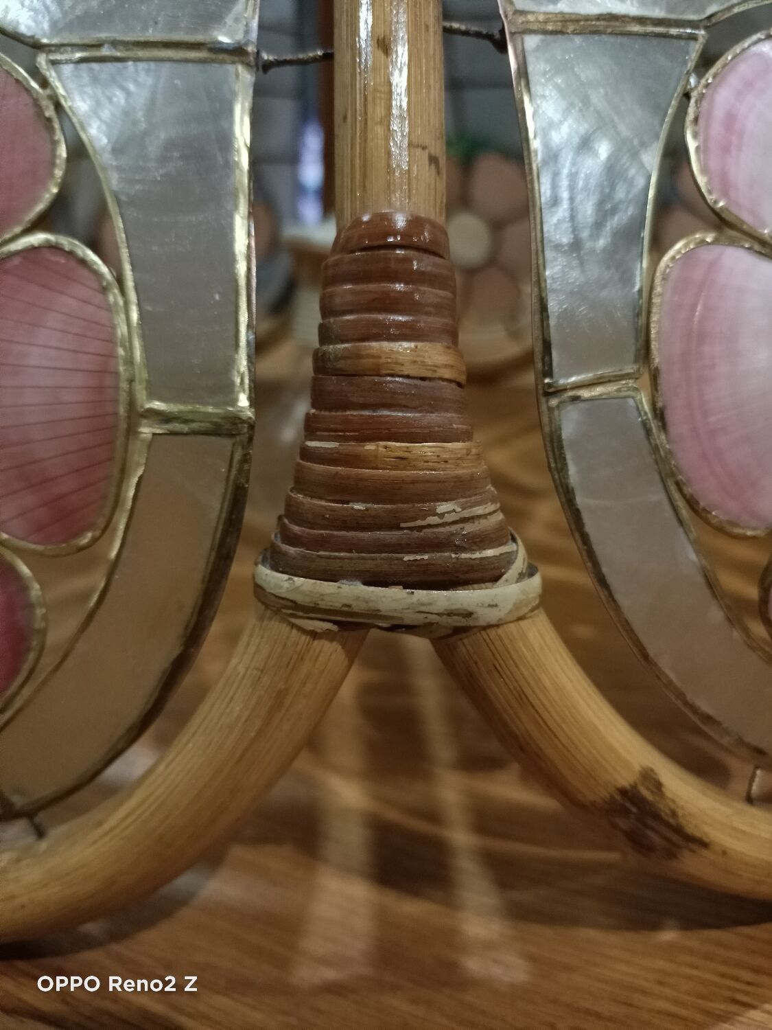 Suspension nacre et bambou