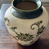 Art Deco vase signed GV (Croismare) raw and glazed ceramic