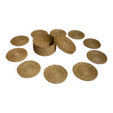 10 coasters in their wicker box