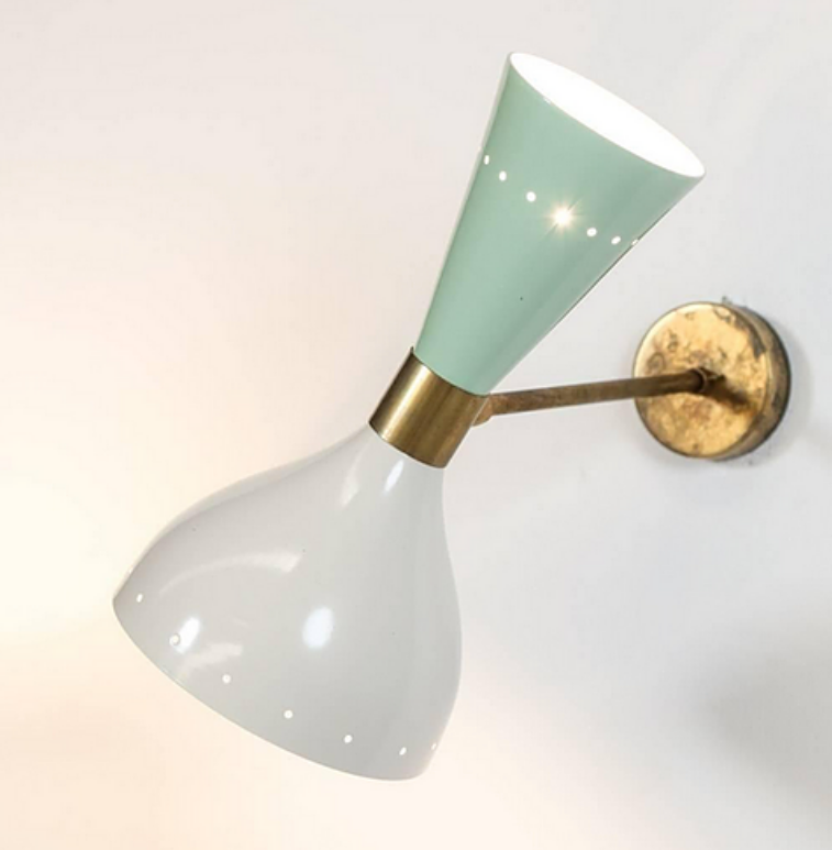 Pair of wall light diabolo white and sage green