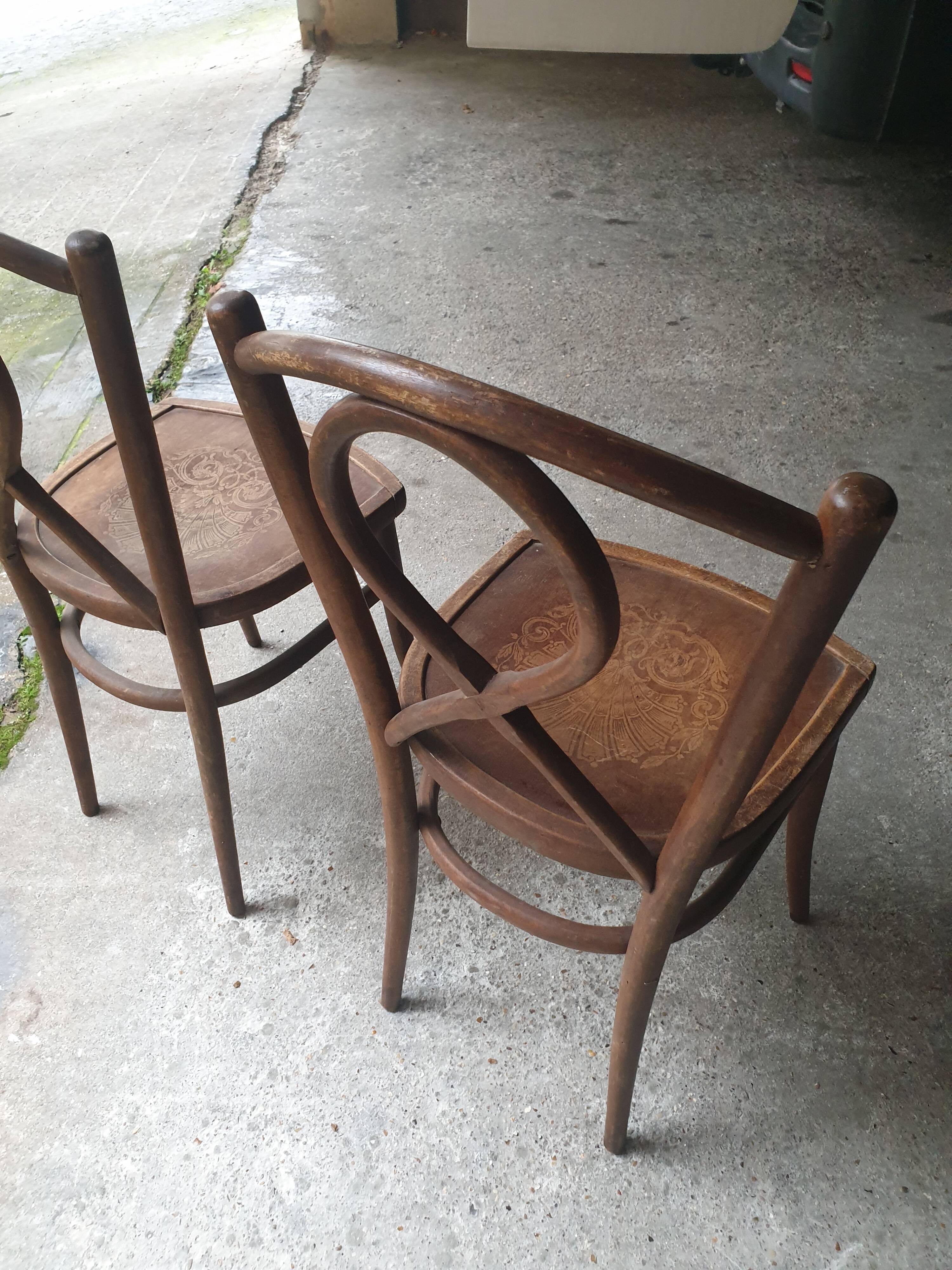 Pair of 1920s bistro chairs