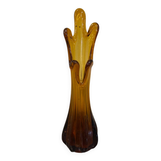 Amber glass vase