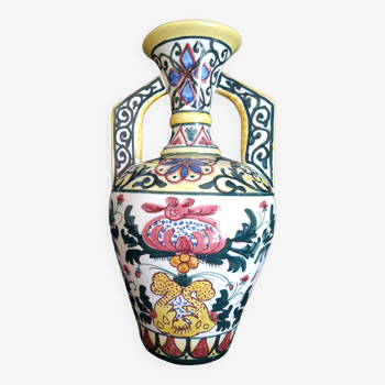 Art Deco ceramic vase, brightly colored abstract patterns