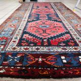 Antique Persian Handmade Hamadan Runner Rug, 3.4' x 7.7' (106cm x 237cm), 1920s