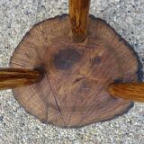 Tabouret de montagne en bois brut massif, tripode, années 50 60