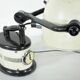 Black and white table lamp made from a 1940s solar lamp.