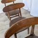 Set of 3 Vintage Wooden Dining Chairs with Brown Leather Seats / Mid-Centur
