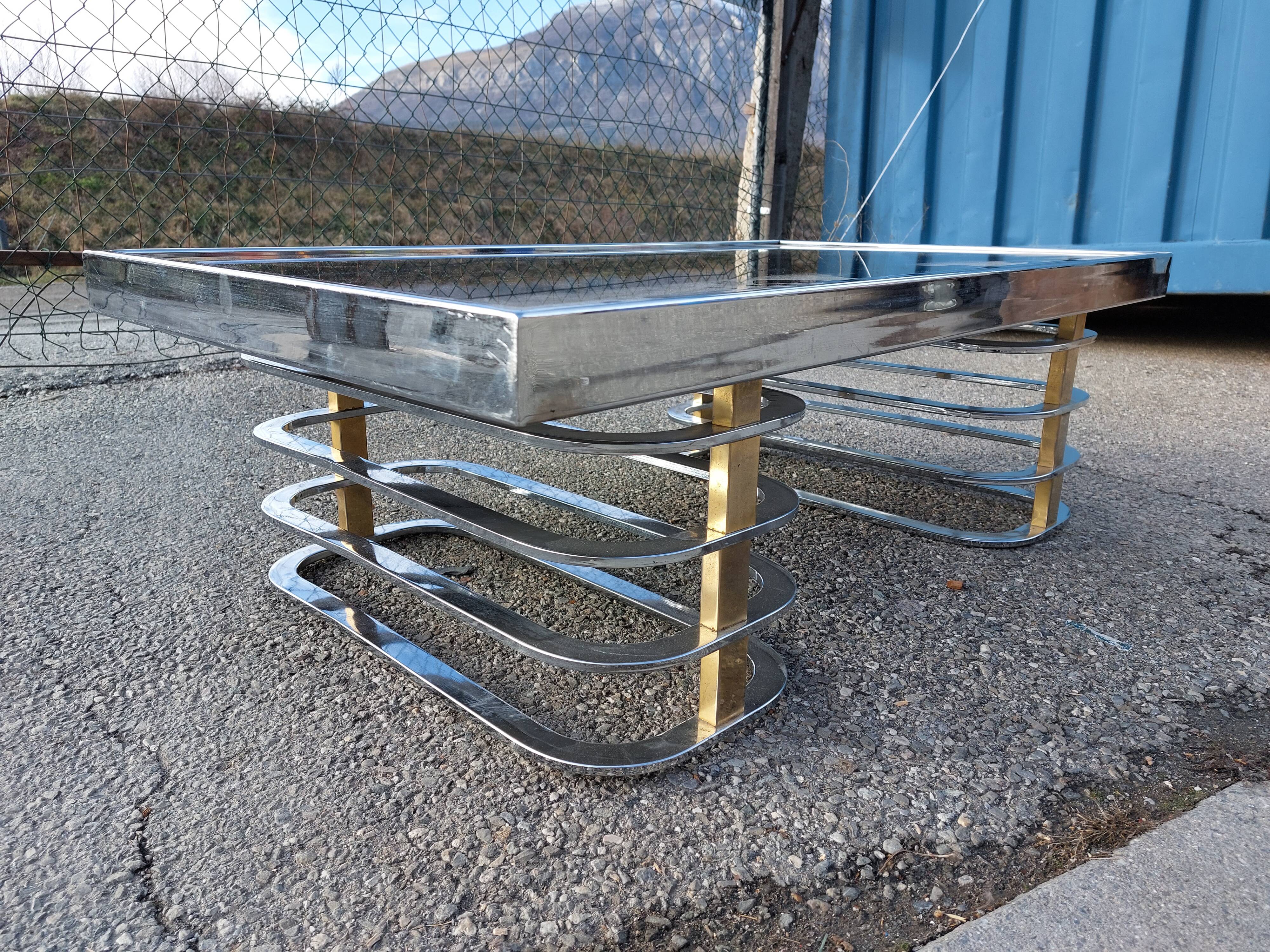 Vintage coffee table with chrome and gold base