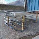 Vintage coffee table with chrome and gold base