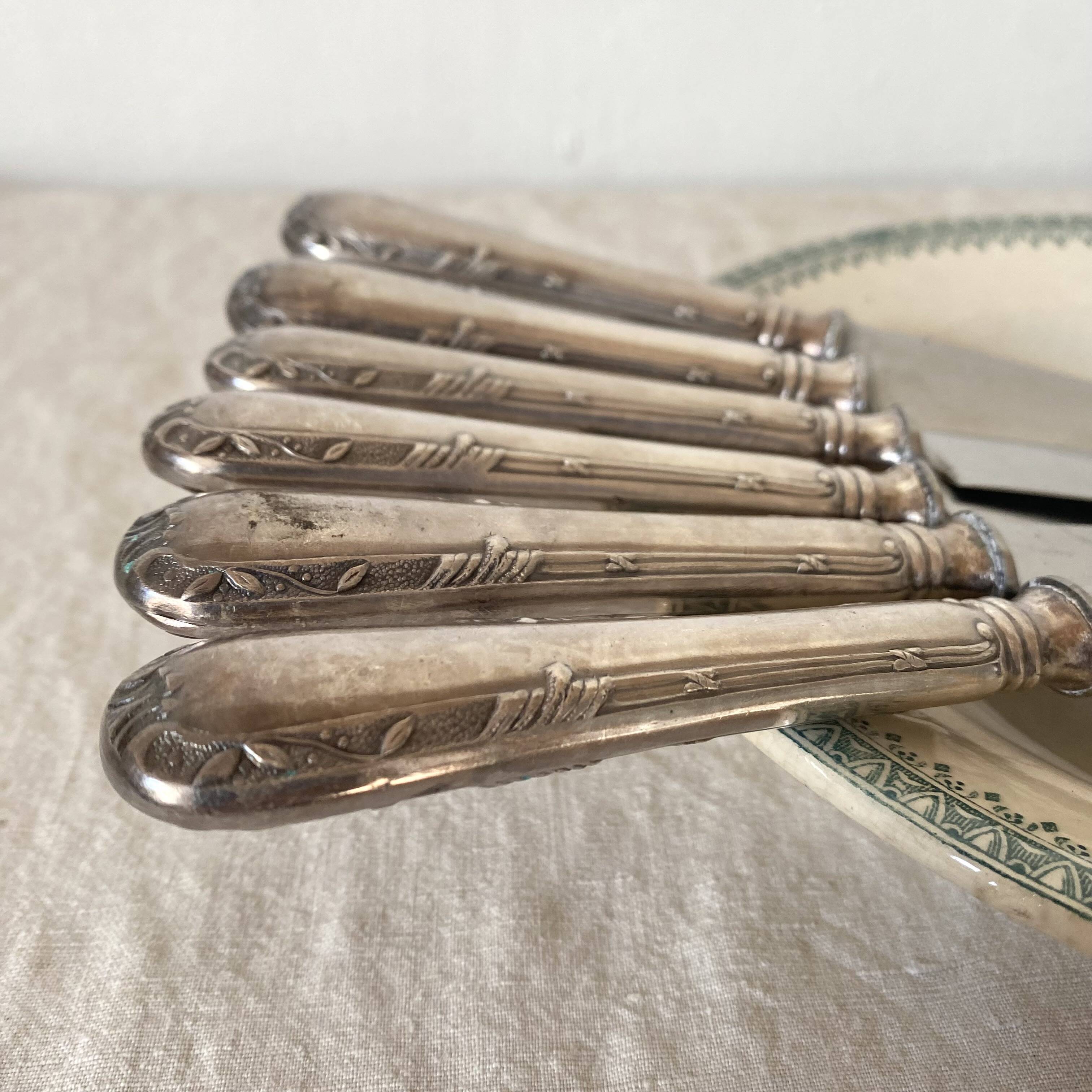 Silver round knives with stainless steel blades