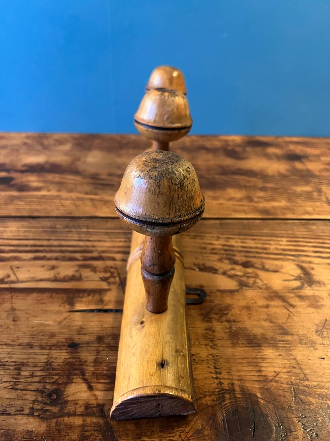 Wooden coat rack from the 60s with 3 hooks