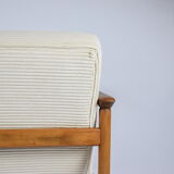Original scandinavian armchair, renovated, 1960s, teak, beige Cord