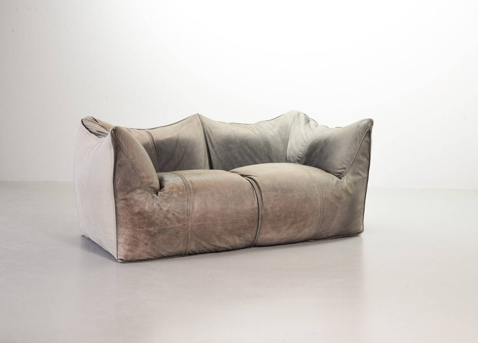 Mario Bellini 2-Seat Le Bambole Sofa for C&B Italia in Leather & Fabric 70s