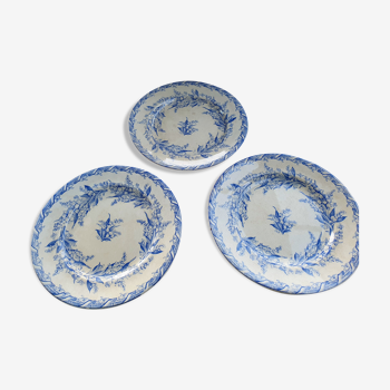 3 English earthenware plates