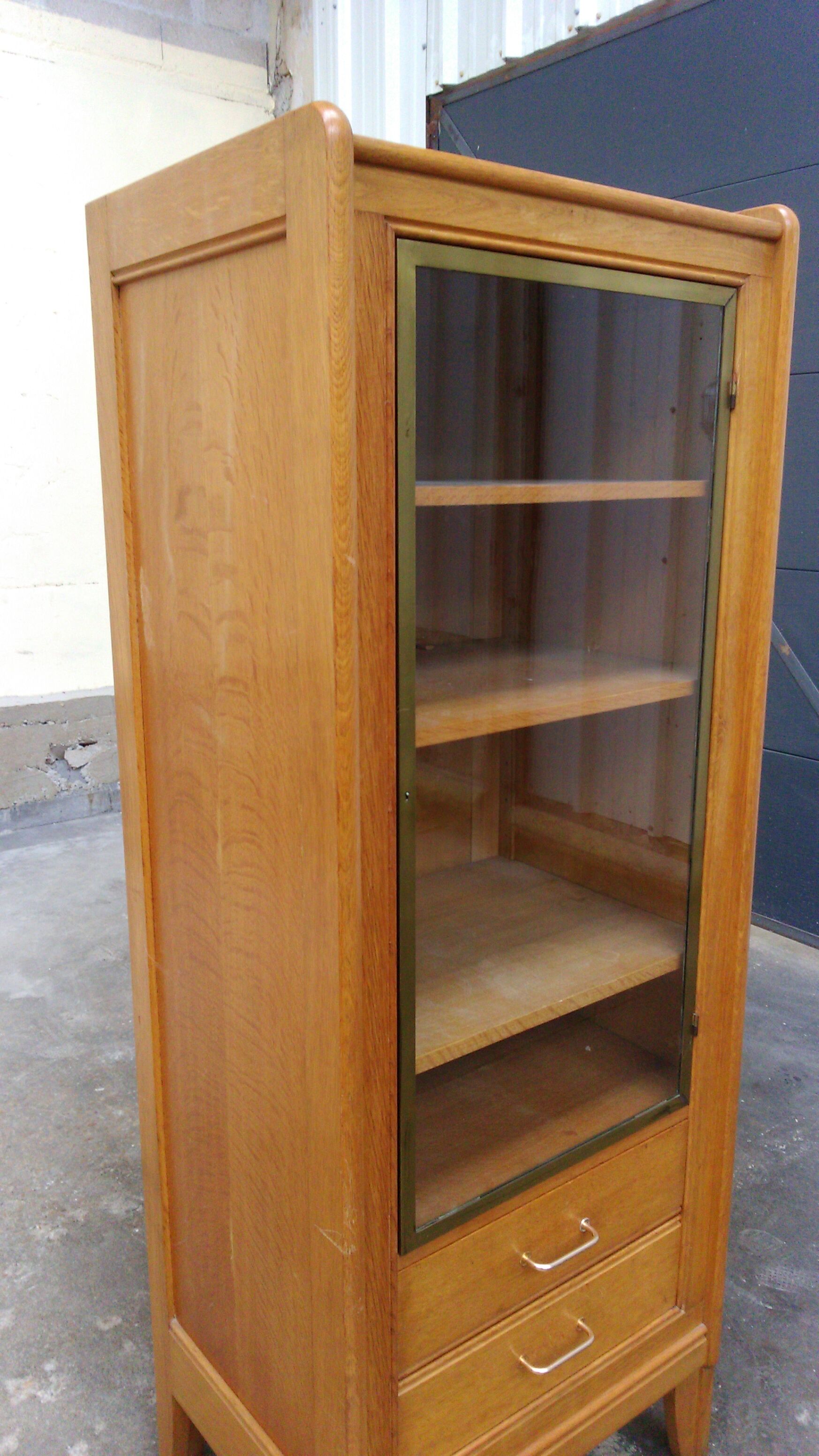 60s oak display case