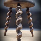 Turned wood tripod stool