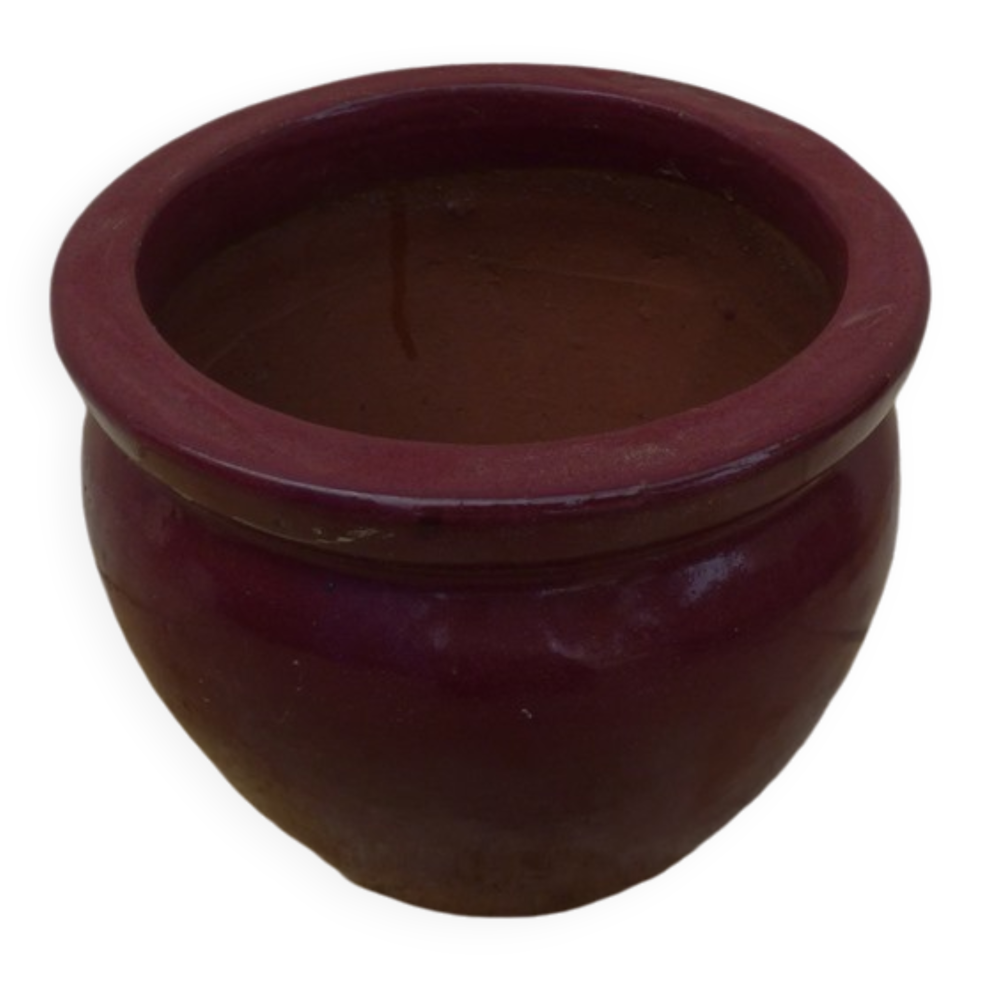 Garnet-colored terracotta flowerpot