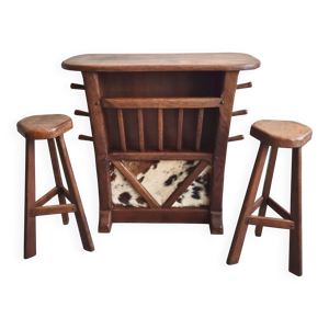 bar et tabourets vintage