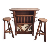 1970s vintage brutalist bar and stools