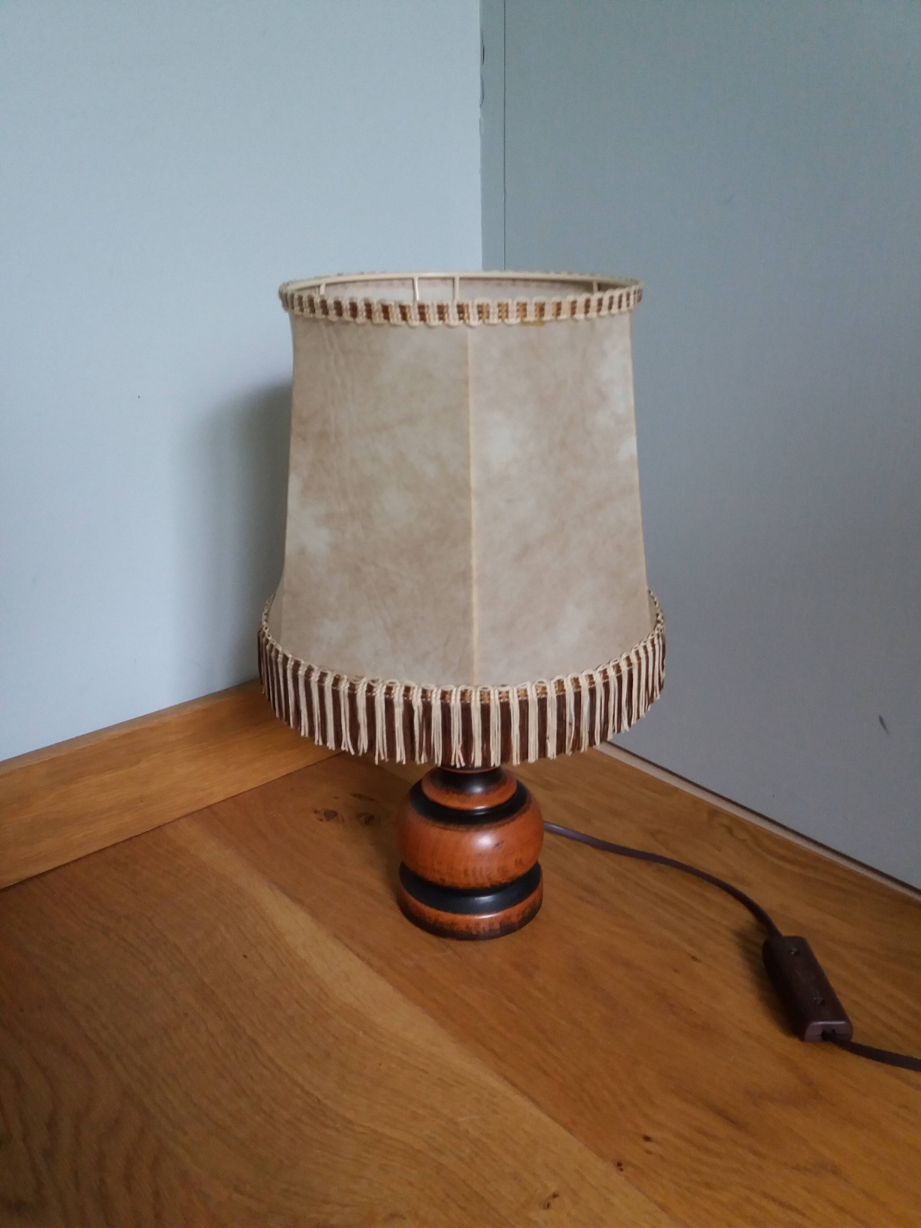 Turned wood lamp