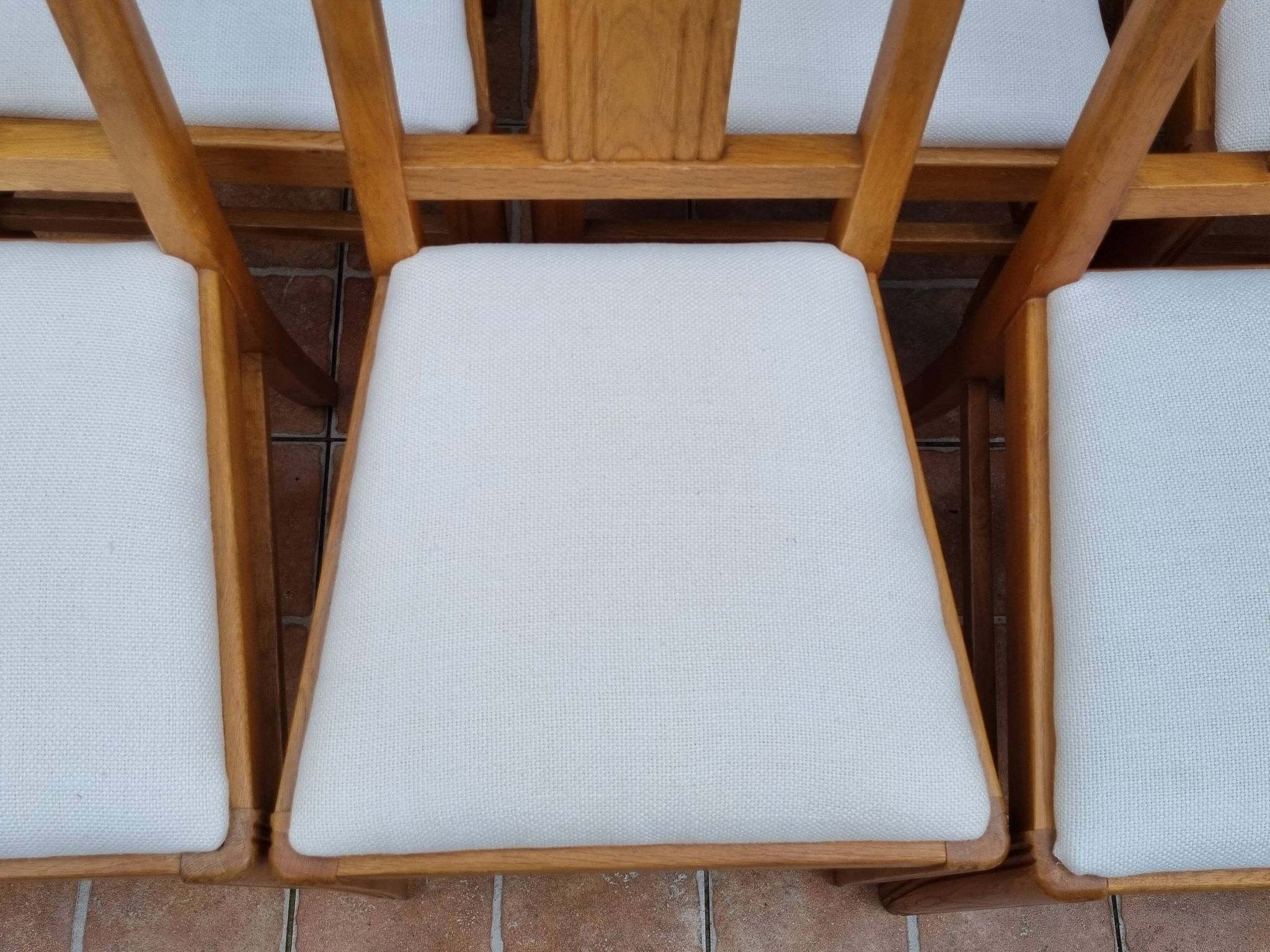 Set of 6 oak chairs, refurbished, Art Deco style, vintage, France
