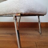 Armchair 60s chrome metal fabric buckle