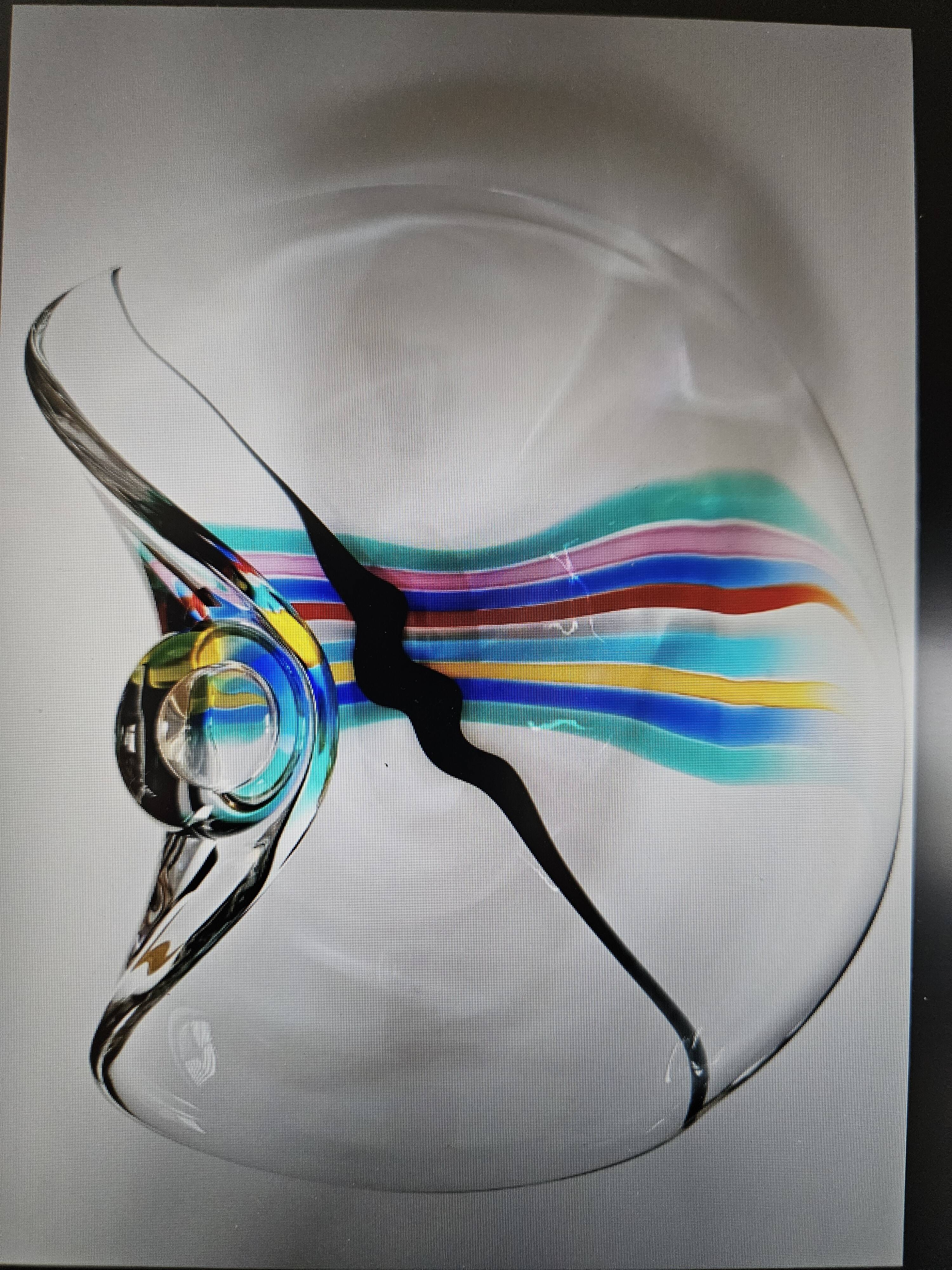 Livio Seguso, zware Murano glassen kom, Rainbow Design, 1993.