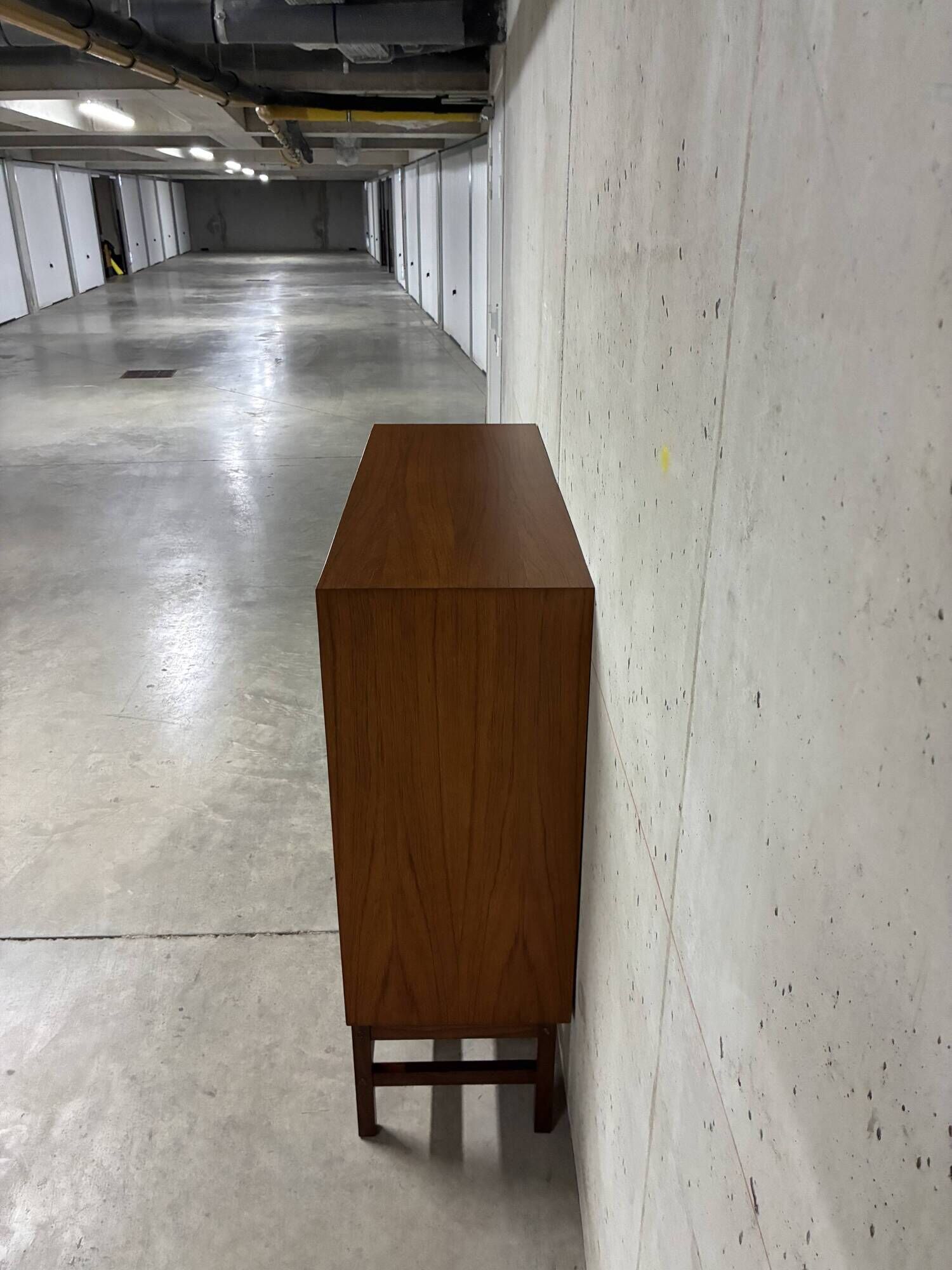 High buffet multifunctional furniture Scandinavian vintage teak from the 1960s.