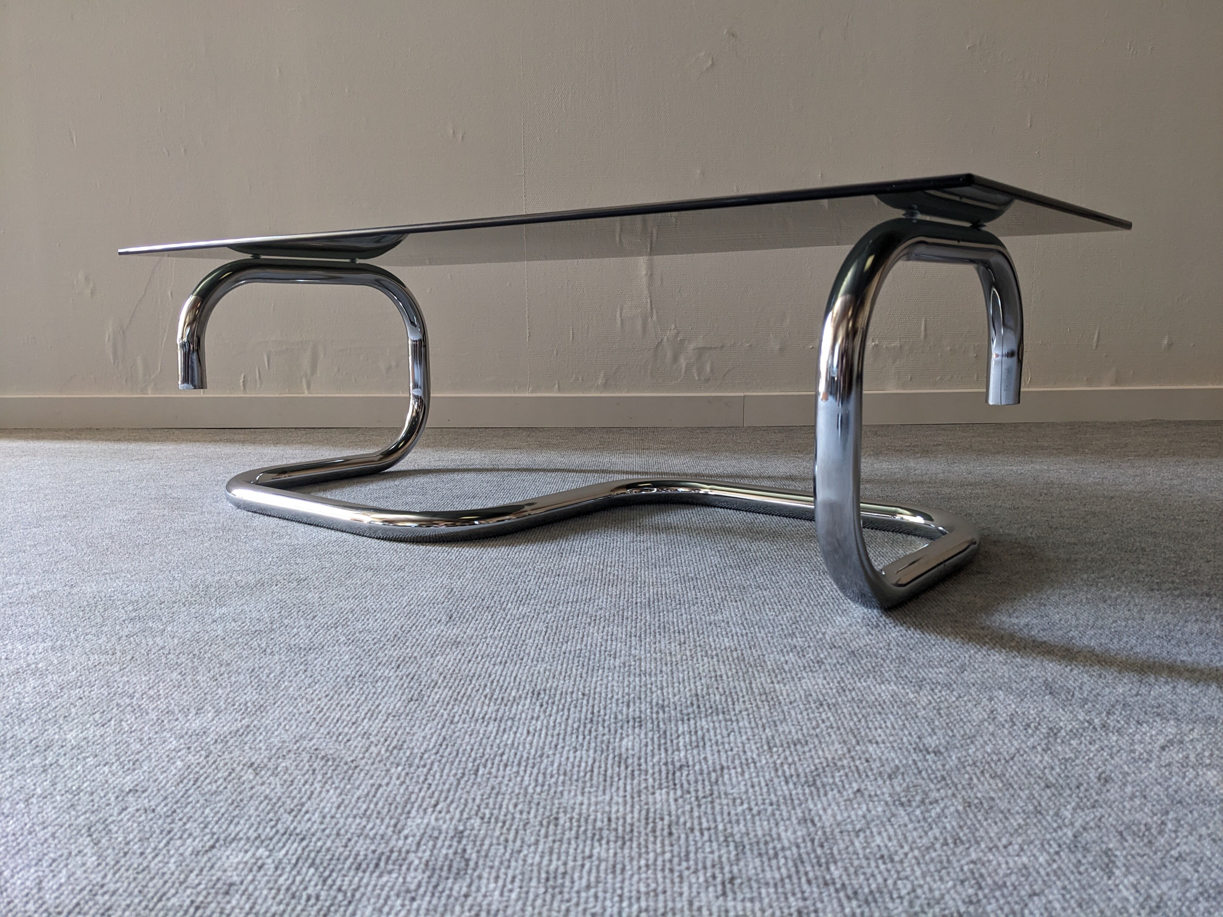 Space age coffee table in smoked glass from the 60s/70s