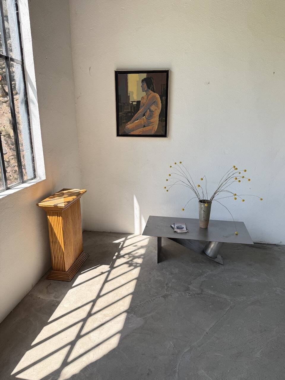 Handcrafted metal coffee table from the 1970s