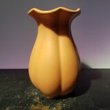 Ancien vase céramique jaune col corolle vintage