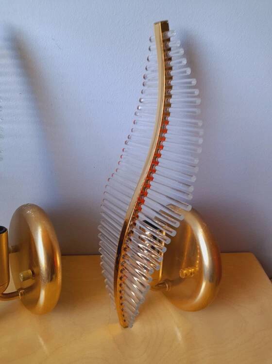 Pair of Leaf Wall Sconces in Murano Glass, Gaetano Sciolari for Venini