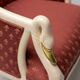 Trüggelmann - Swan neck armchair - Marble and gold base, poppy red damask