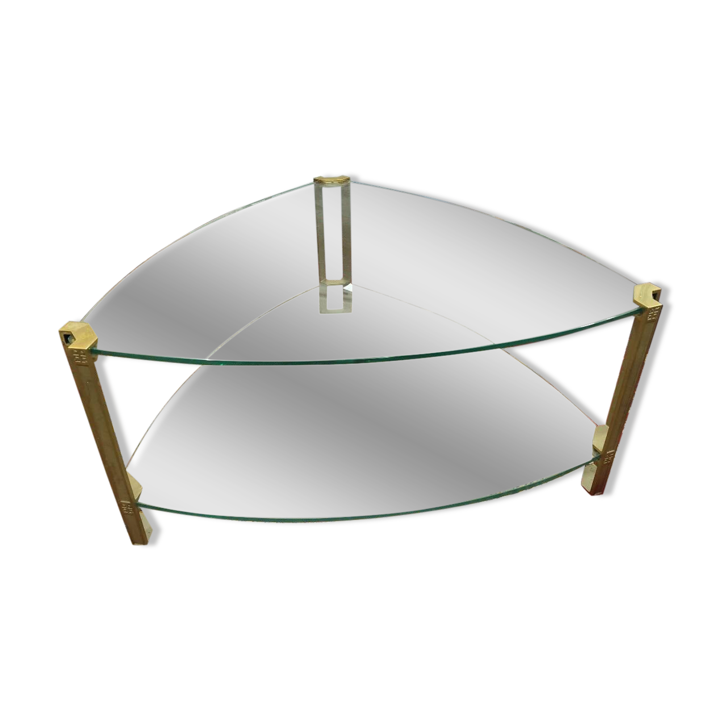 Double glass top coffee table with metal legs