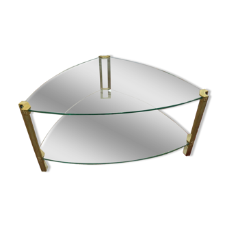 Double glass top coffee table with metal legs