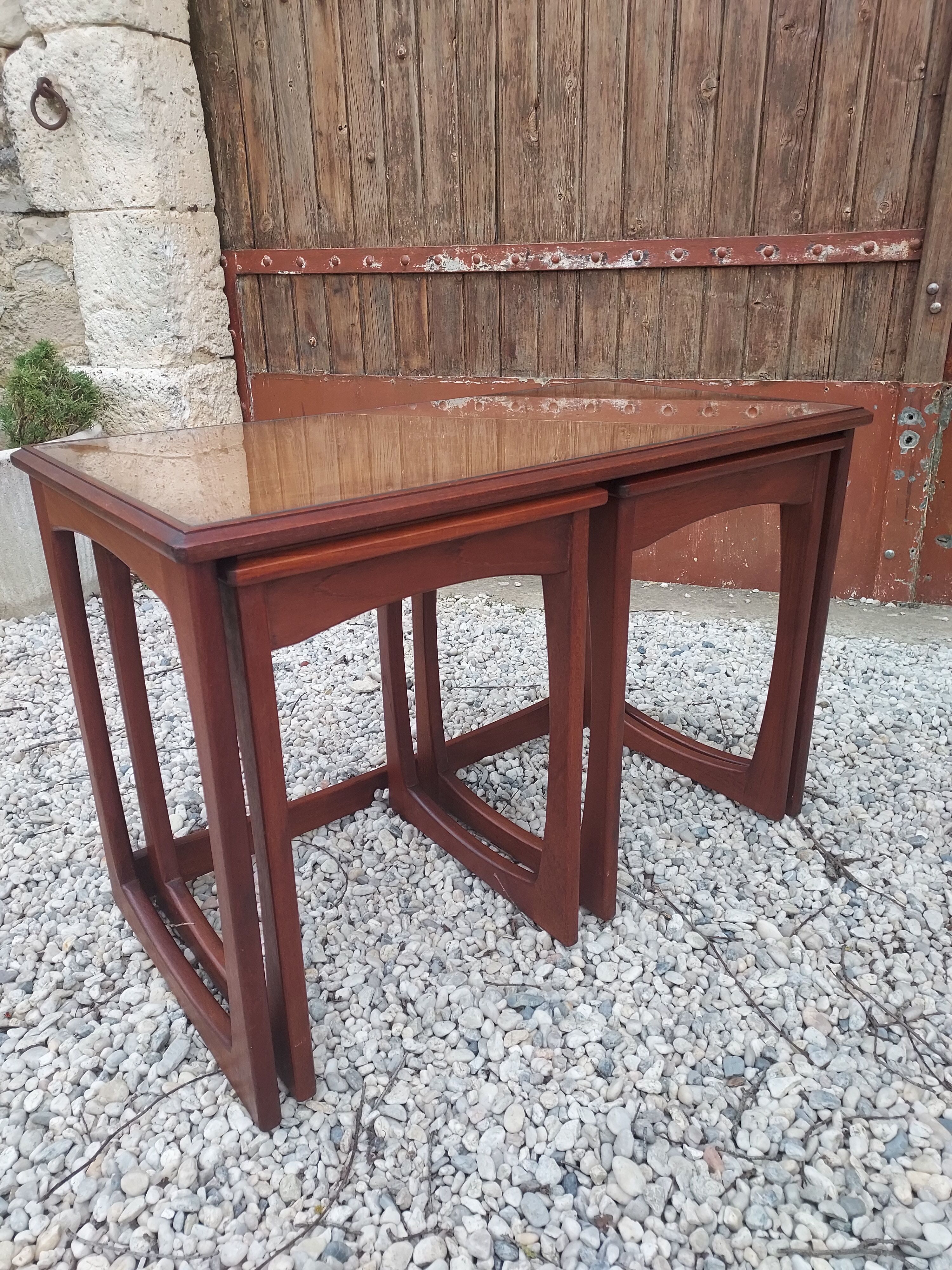 Teak trundle tables