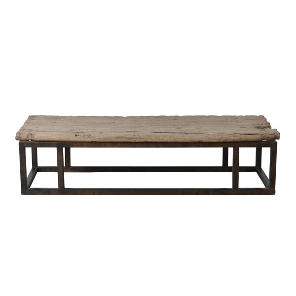 Guyuan – Table basse en orme ancien et structure en métal n°1