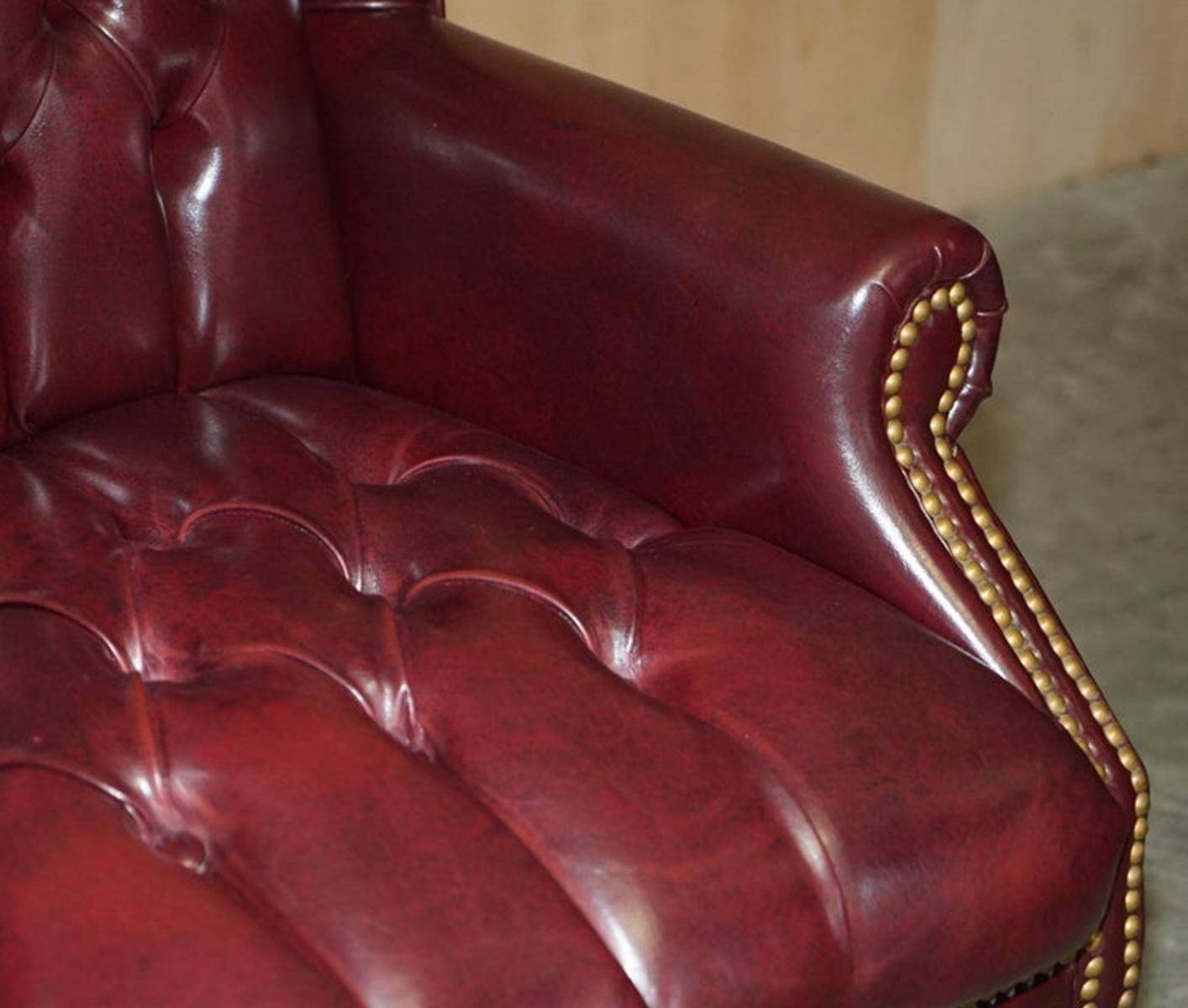 Fauteuil de bureau Chesterfield Wingback en cuir vintage
