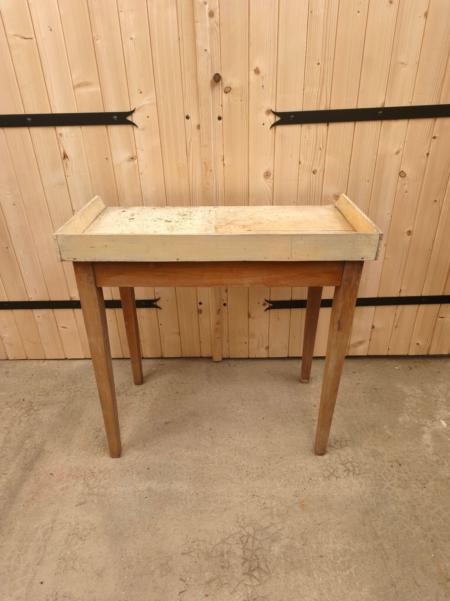Workshop table - Small counter - Vintage solid wood desk