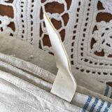 Pair of old dishcloths at marked blue stripes m.