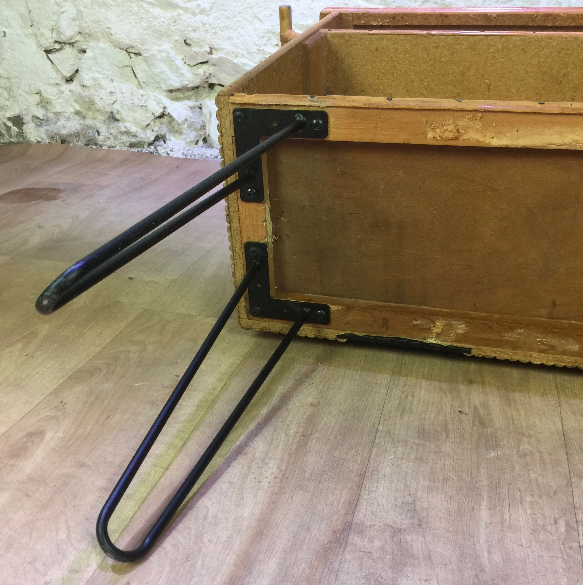 Rattan bar and its 2 stools 60s