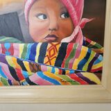 Oil painting on canvas, "The Child of Peru," signed Patricia Tatananni