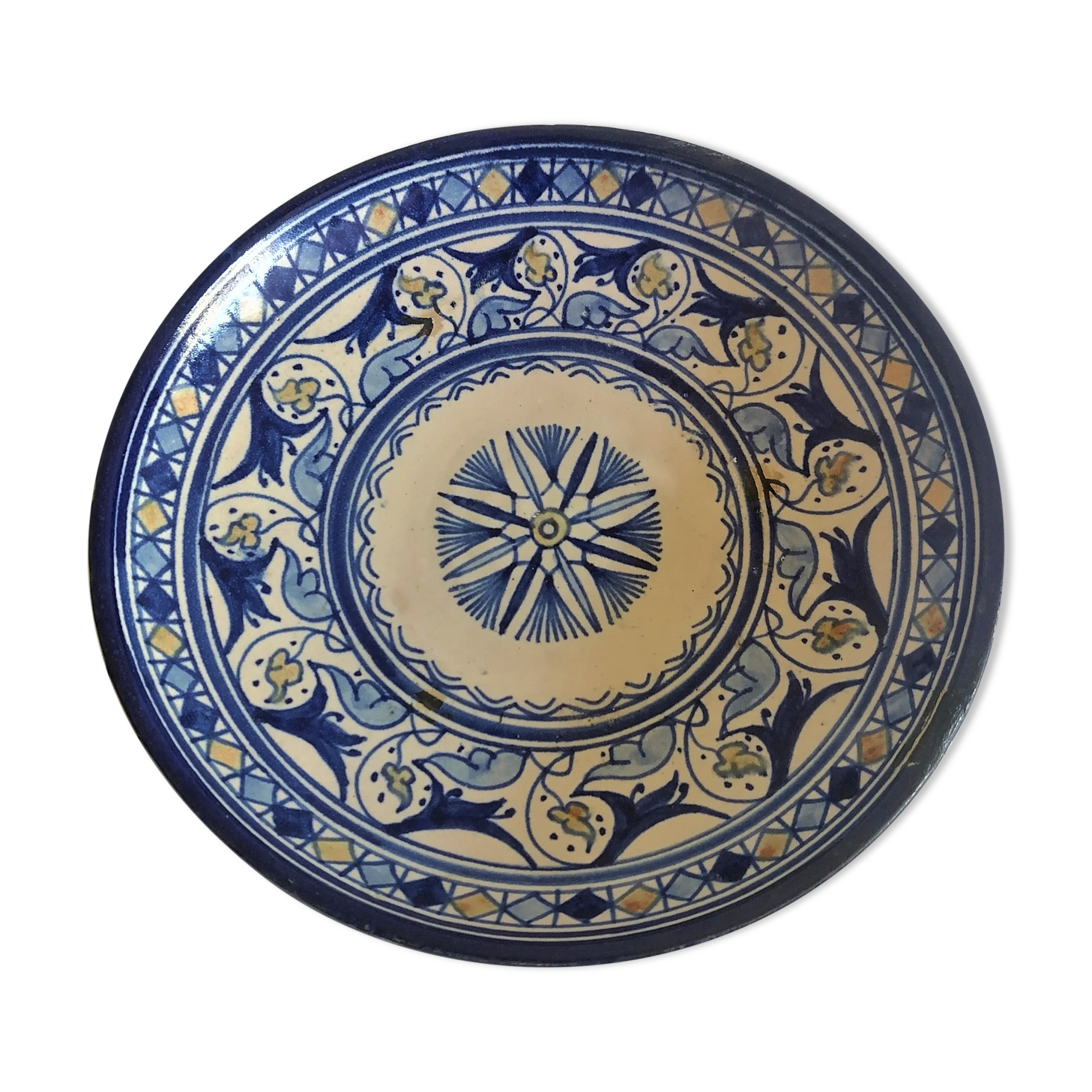 Ancien grand plat oriental en céramique, année 50