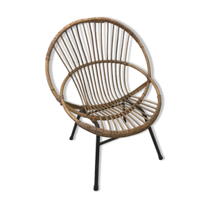 fauteuil en rotin vintage