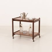Italian mid century bar trolley, serving cart in rosewood, 1960s