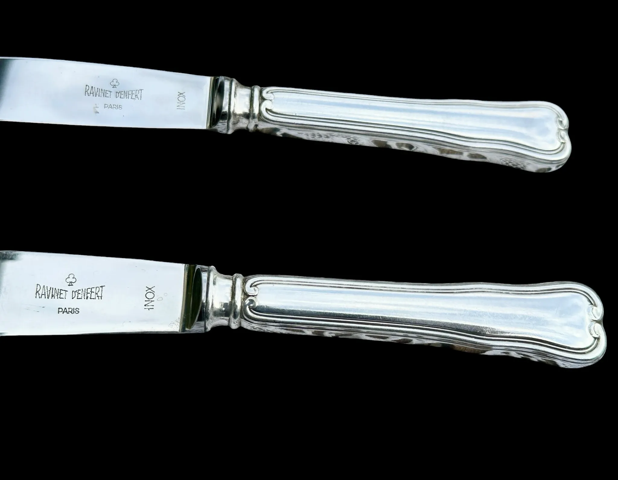 4 silver-plated metal table knives Ravinet D'Enfert model Filet Contours