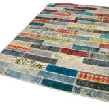 Tapis patchwork oriental contemporain 166 cm x 233 cm multicolore patchwork fait à la main